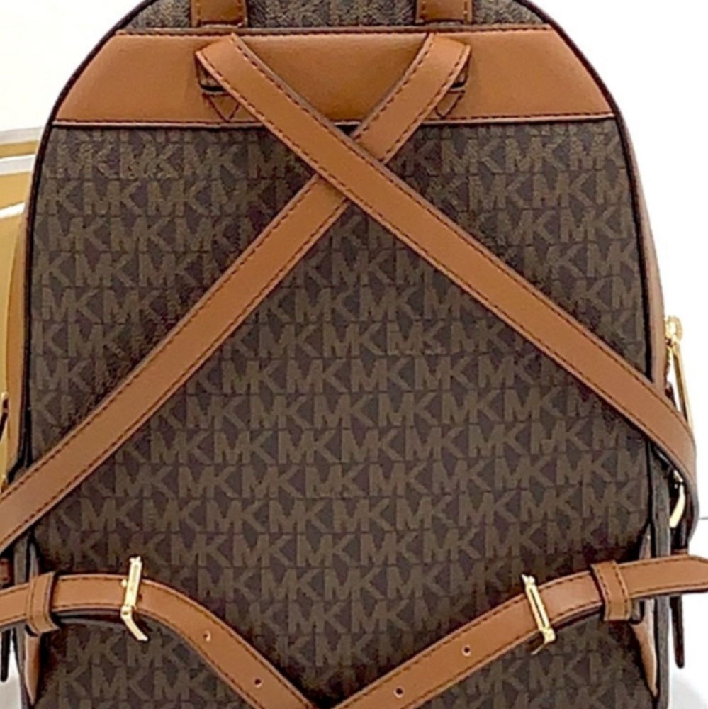 NWT Michael Kors Jaycee Brown Logo Backpack - Picture 3 of 7